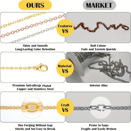 of different colors of flat pressed cross chain chain semi finished products including lobster clasp and other accessories making materials