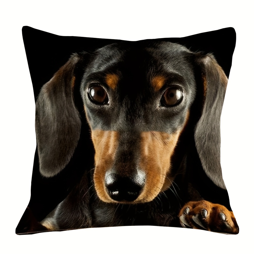 

[jit]1pc, Short Plush Single Sided Printing, 18x18 Inch, Dachshund Dog Photo Portrait, For Couchsofa Cushion Cover Home Decor, Room, Bedroom Decoration, Cushion Is Not Included By Z244