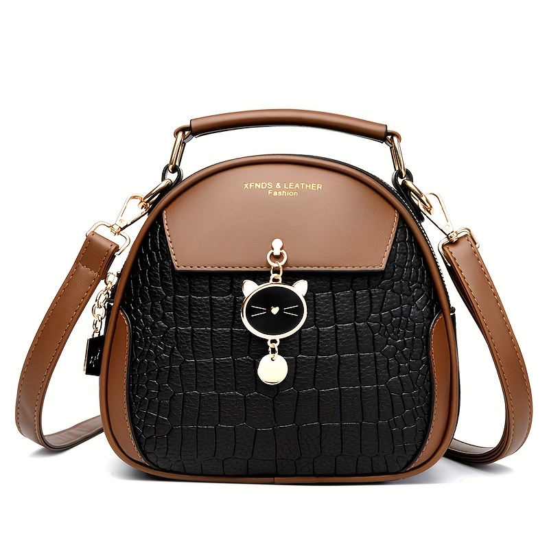 Image of Authentic Faux Leather Bag Women's New Korean Version Trendy Versatile Shoulder Bag High-end Soft Faux Leather Cross-body Small Round Bag
