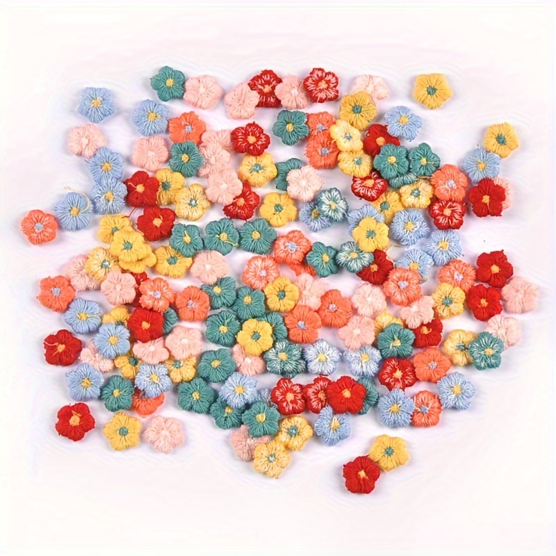 

50 Pcs Mini Multicolor Cute Flower Embroidered Appliqués For Diy Crafts, Clothing, Hair Clips, And Accessories Decor Without Adhesive Backing