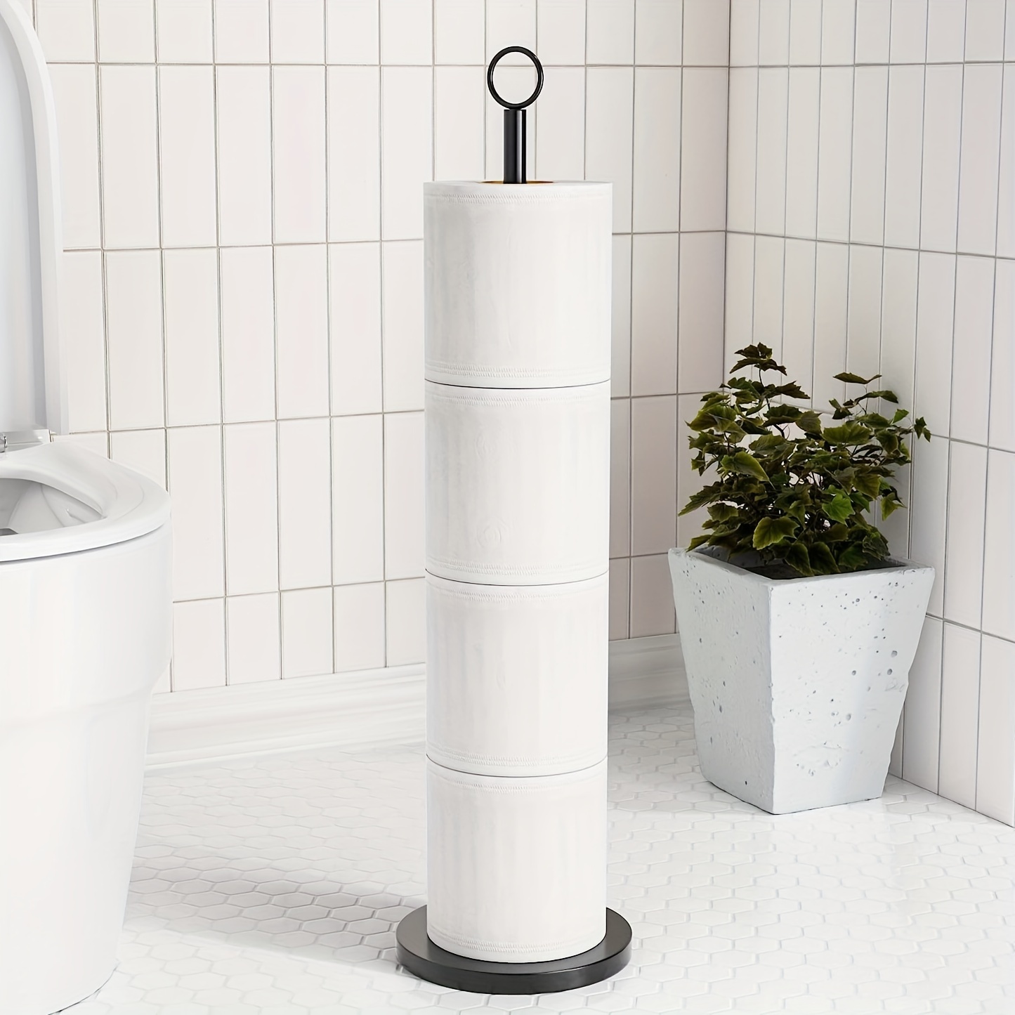 

Stainless Steel Freestanding Toilet Paper Holder With Storage - Bathroom & Restroom Spare Rolls,