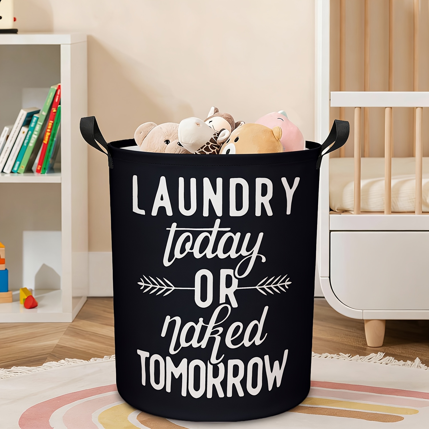 TEMU 1pc, Laundry Basket Foldable Funny Tote Bag Laundry Hamper Clothes Storage Bucket Organizer For Bathroom Laundry Storage Bedroom Storage Basket,