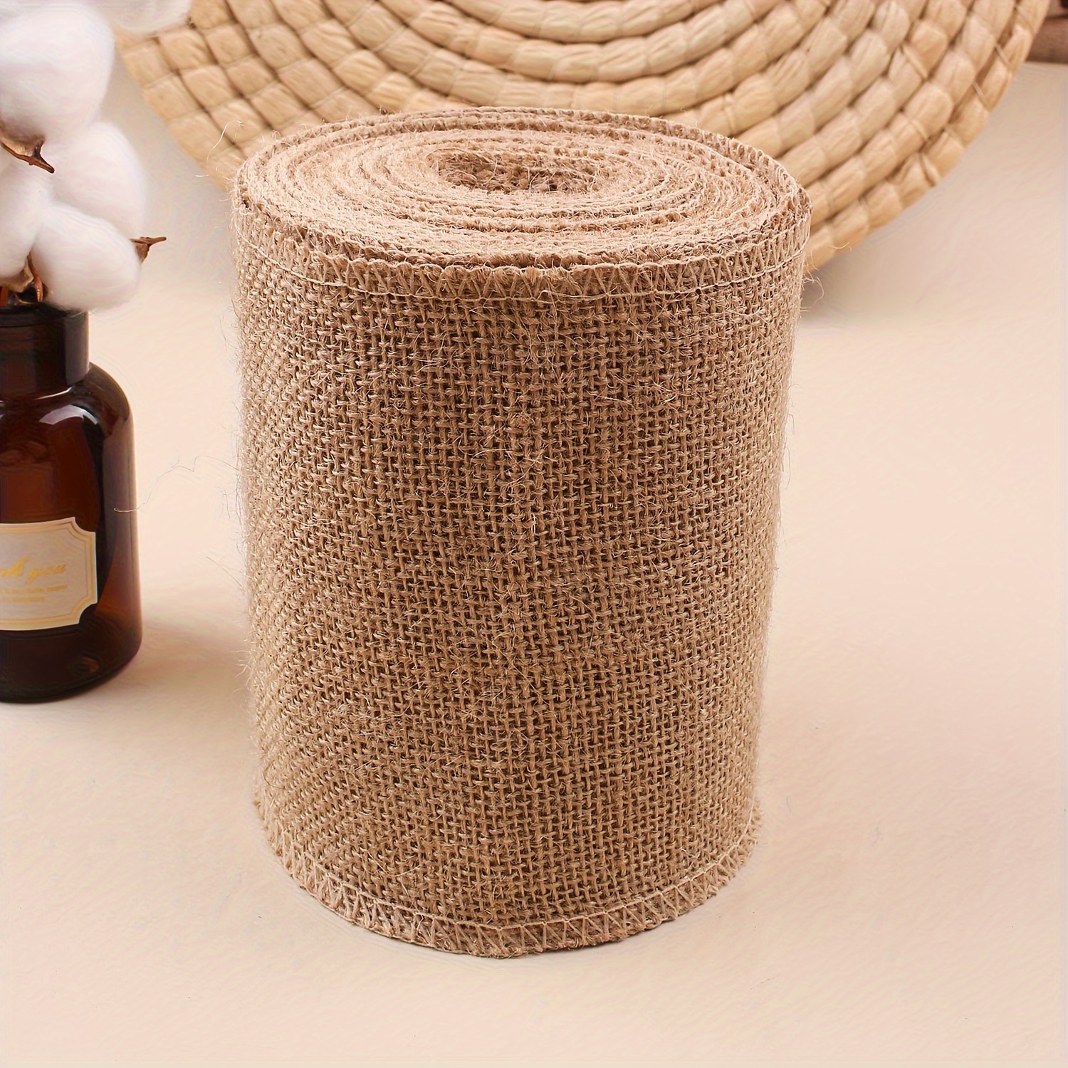 

1 Roll 15cm Wood Color Burlap Webbing Burlap Roll, Table Flag Chair Back Crafts Making Material 10m