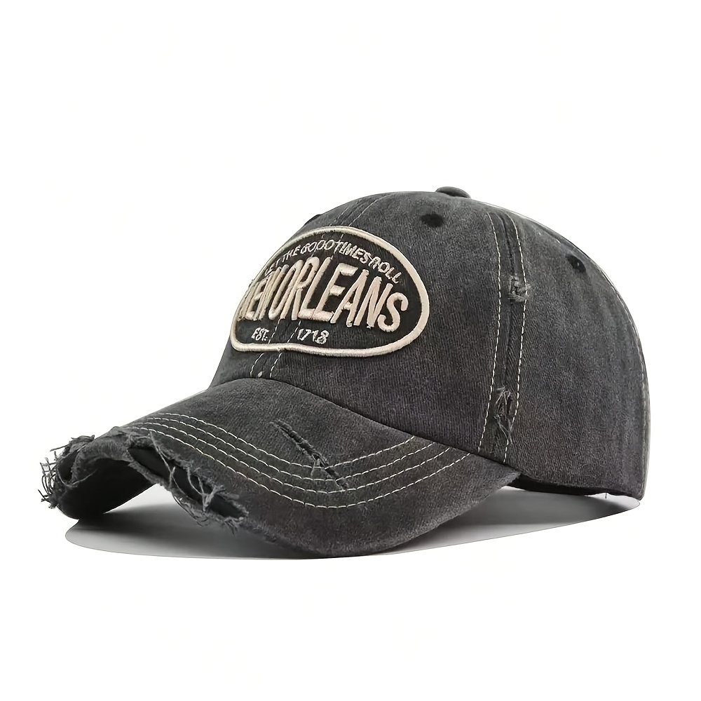 TEMU Washed Distressed Baseball For - Adjustable Duckbill Hat With Elastic, Lightweight Suitable For Large Heads, Unisex Couple's For Outdoor Travel,