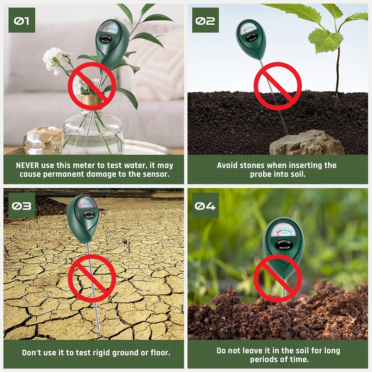 1pc soil moisture meter no battery needed suitable for greenhouse garden indoor outdoor watering gardening tool flower pot plant gardening supplies Product details 6