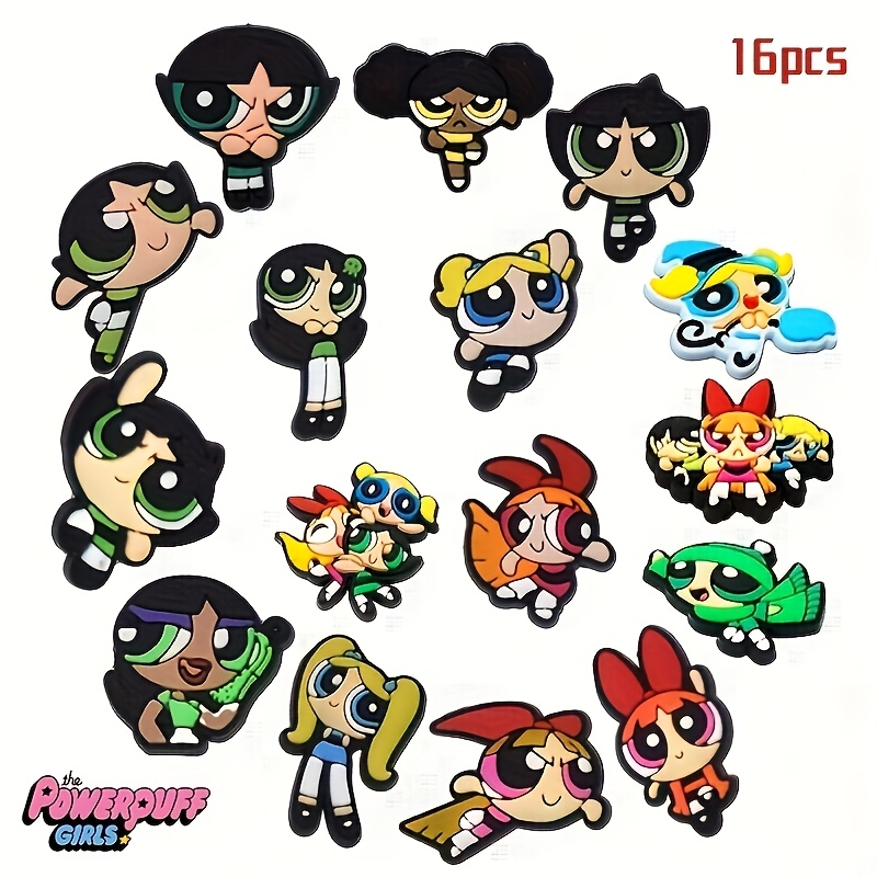 TEMU 16pcs Warner . Official Powerpuff Girls Themed Shoe And Boot Decorations, Allowing For Creative Embellishment Of Shoes, Boots, And Shoe Charms.