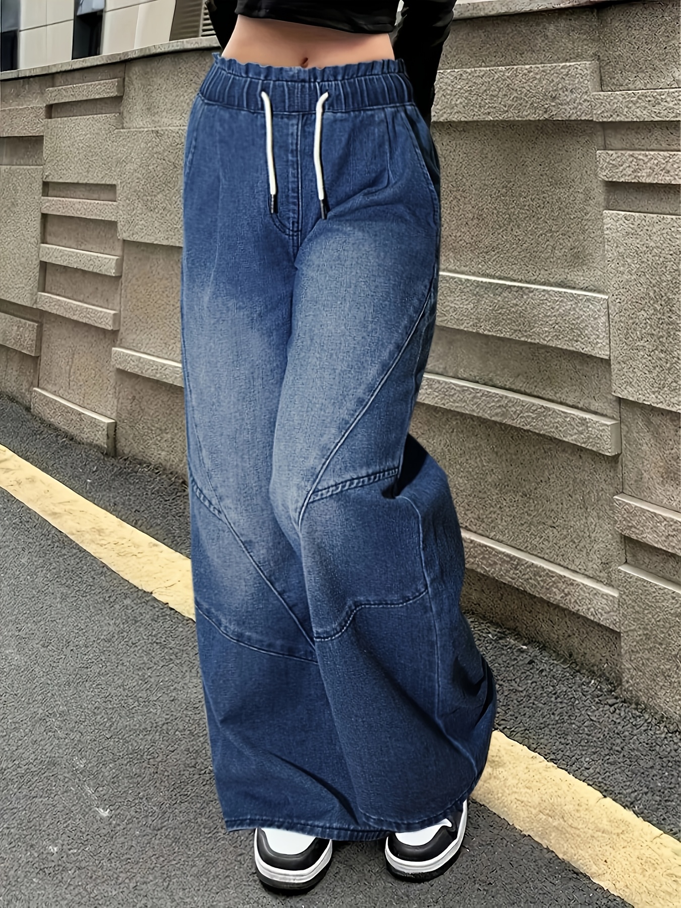 loose fitting wide leg jeans women featuring a vintage Temu Colombia