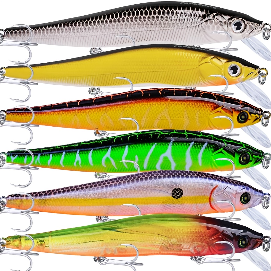   6pcs 4 7in lure minnow plastic bait   fish bait with laser eye artificial hard bait with triple hook suitable for fishing in   and freshwater very suitable for catching more fish