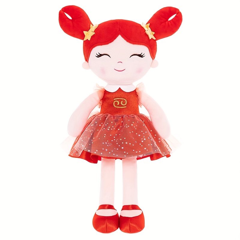 

1pc Festive Red Plush Toy Doll, Polyester Fiber, Sturdy, With Battery Not Included, For 0-3 Years, Ideal For Birthday & Holiday Gifts, Companion For Children