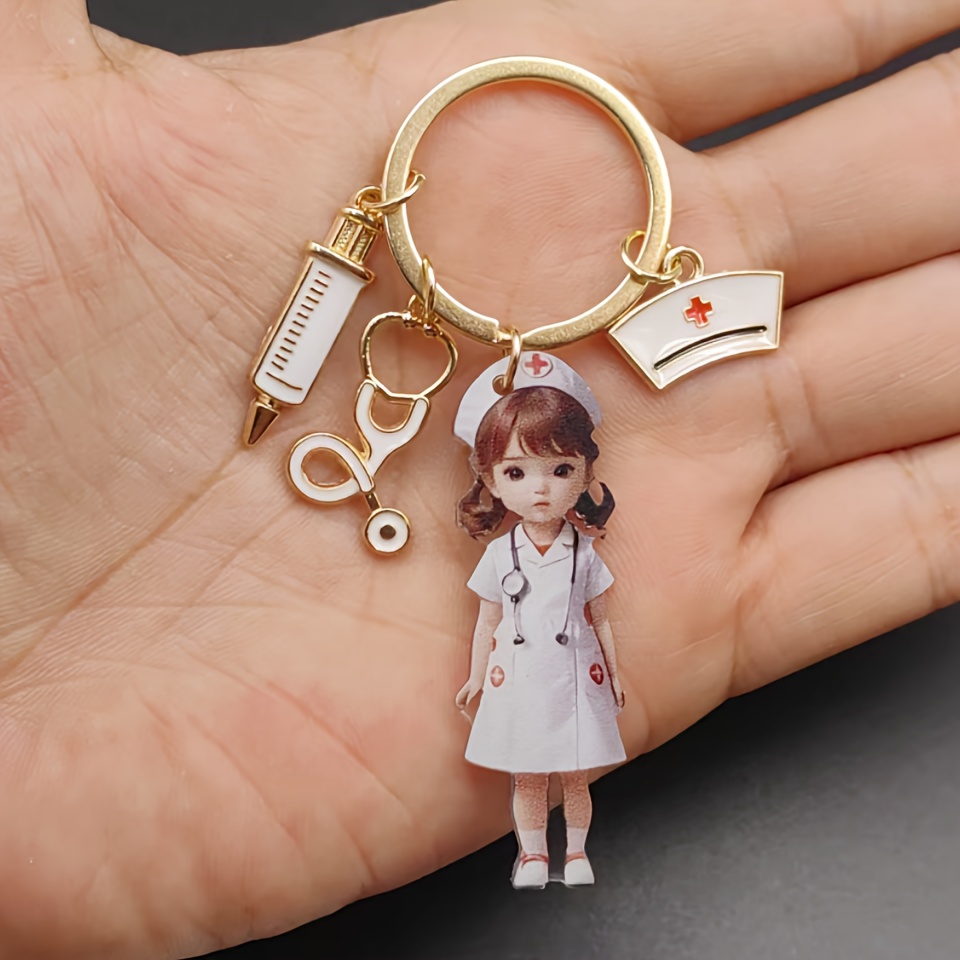 A Nurse-themed Keychain Suitable For Keychains, Backpack Buckles, Car Keys, And Wallet Pendants. For Healthcare Workers