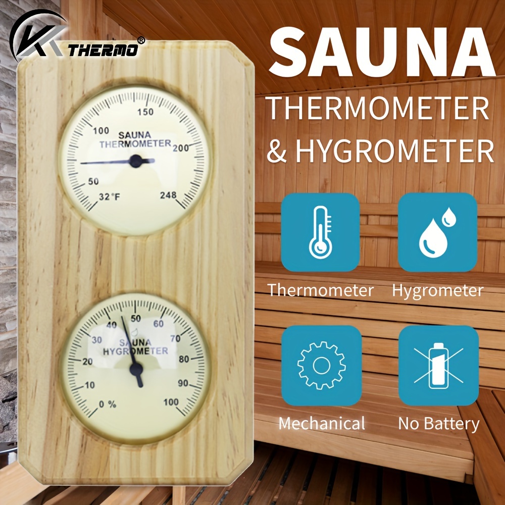 

Kt Thermo 2-in-1 Sauna Thermo-hygrometer - Indoor Humidity & Temperature Gauge, Wood/stainless Steel, Celsius/ Options