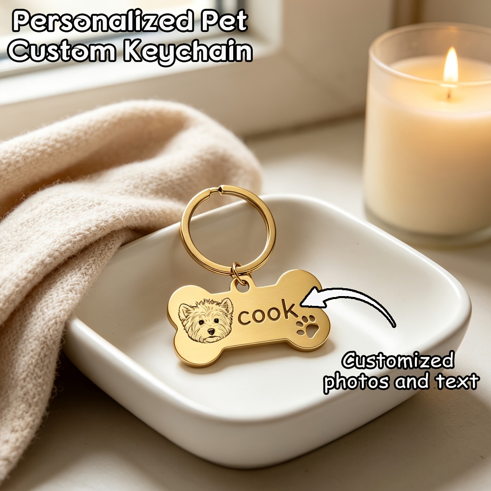 Custom Bone-Shaped Pet Keychain, Everyday Key/Bag Charm