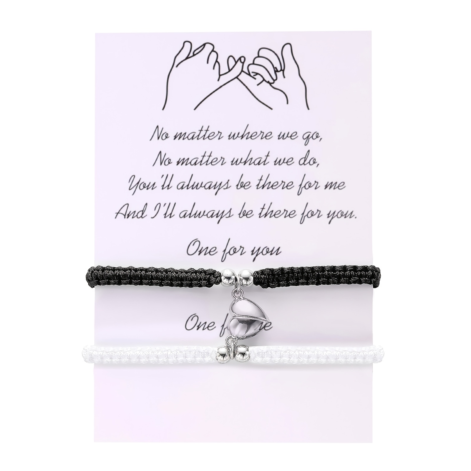 E-shop Set mit zwei herzförmigen Armbändern für Paare, als Valentinstagsgeschenk. Diese passenden Armbänder symbolisieren gegenseitige Anziehung und