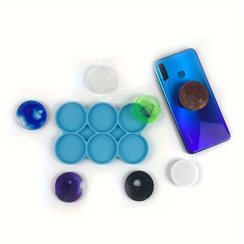 

1pc, moule rond en silicone à 6 cavités pour la fabrication d'accessoires de téléphone, parfait pour la fabrication de porte-clés et de chaînes de téléphone.