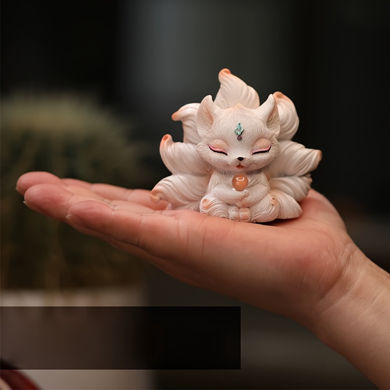 white nine tailed fox figurine green gemstone - Temu Ukraine