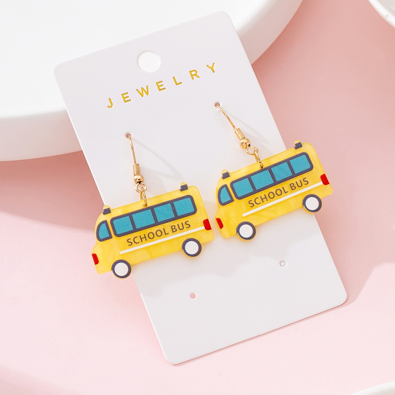 TEMU 1 Pair Cute School Bus Design Women's Fashion Jewelry Earrings For Teacher's Day, Suitable For Back-to-school And Graduation Season Daily Decor