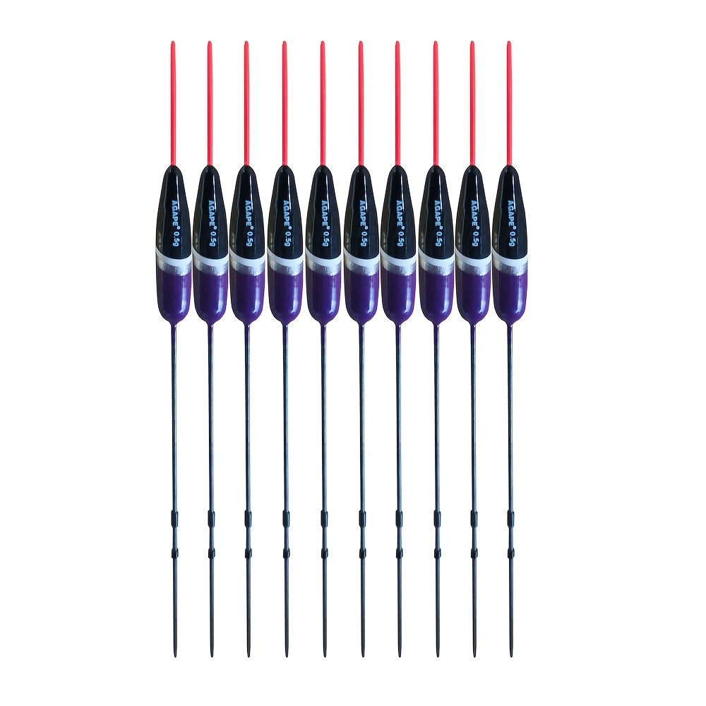 TEMU 10pcs Purple Pole Fishing Floats Bobbers 0.5g Buoys Fishing Equipment Accesories Fishing Tackle Tool