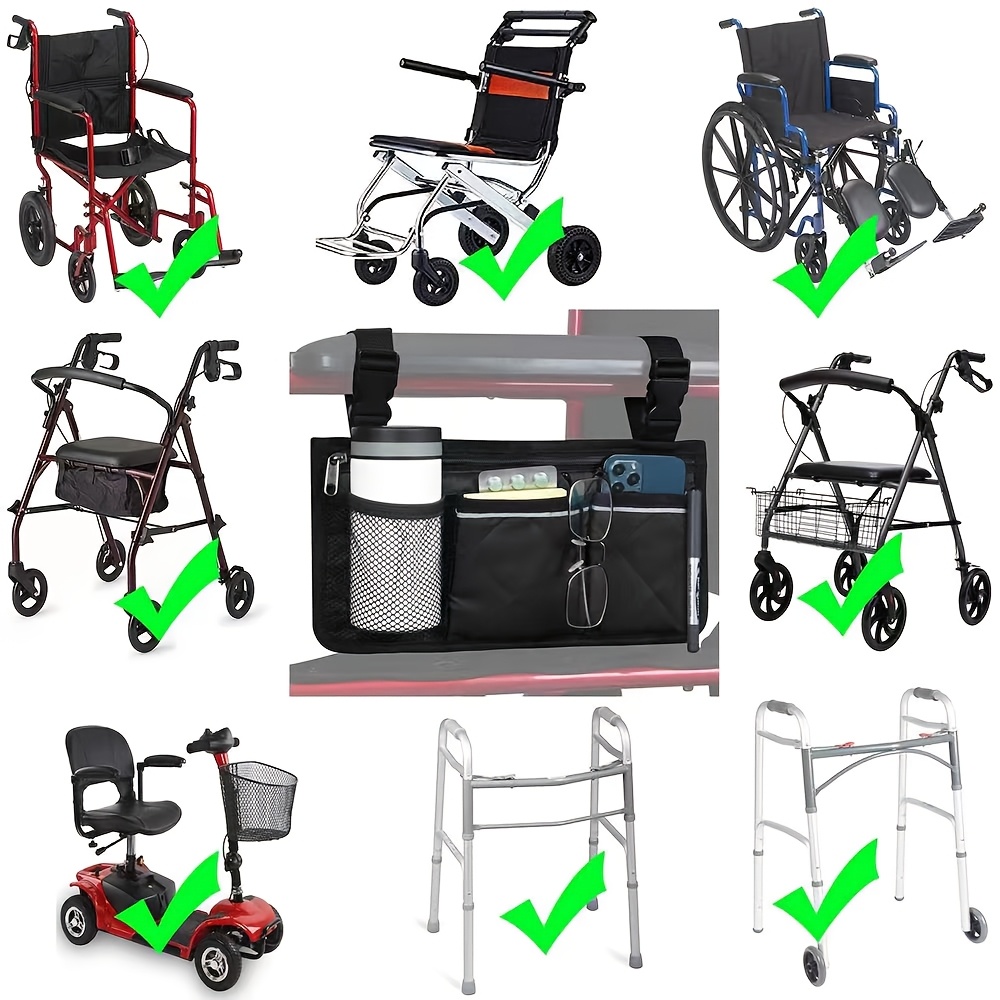 wheelchair side armrest storage bag multi pocket lightweight storage organizer Product details 4