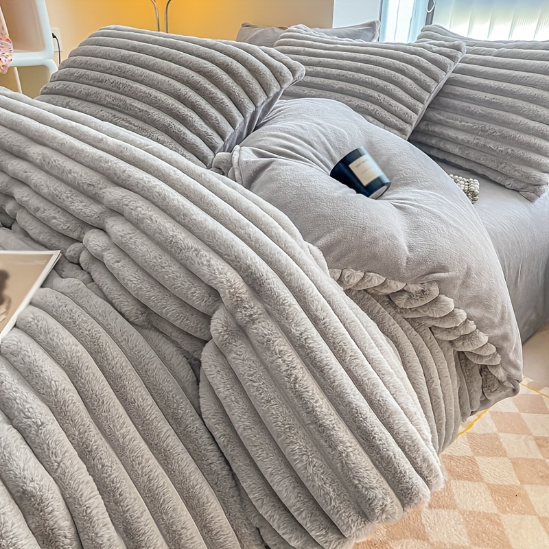 E-shop 3-teiliges Easy 300G Bubble Velvet 130G Kristall Samt, doppelseitiger Bettbezug 3-teiliges Set, inklusive 1 Bettbezug und 2 Kissenbezüge