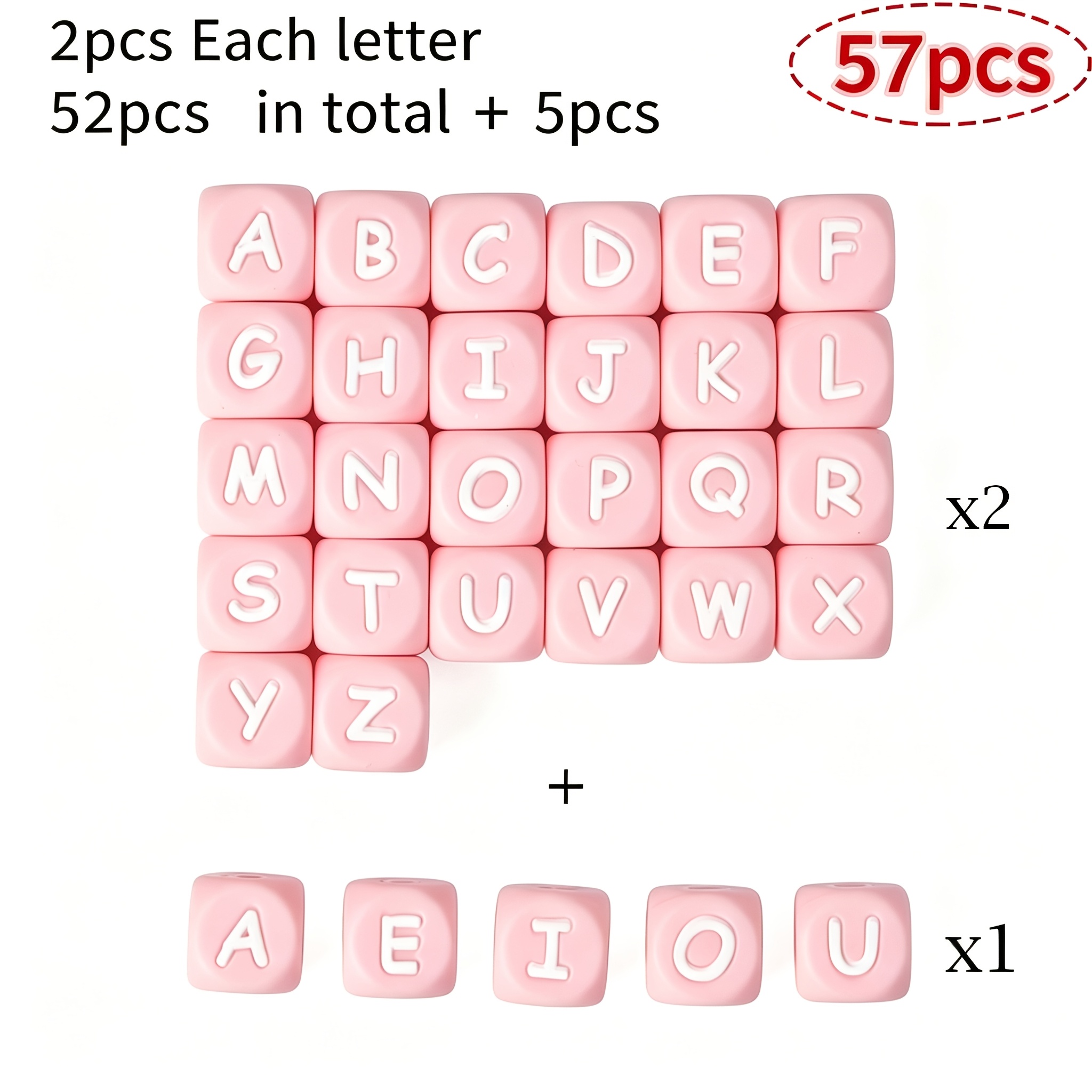TEMU 57pcs 12mm A-z Silicone Letter Beads, 6 Colors Round Silicone Beads Bulk For Pen Making Keychain Bracelet Jewelry Making Diy Craft Supplies