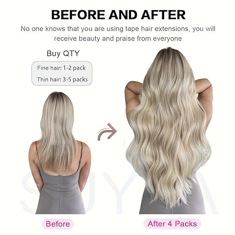 10pcs 1 pack straight real human hair tape in extensions straight smooth hair extensions 16 24 natural popular blonde color human hair extneisons for women versatile use for   party brithday fesitival to add volumn and length details 2
