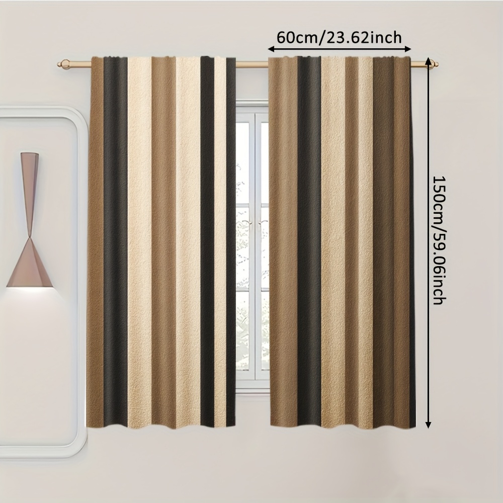 TEMU 2d Flat - 2d Flat - Set Of 2, 2d Flat Printed Striped Curtains That Filter Light, Stylish And Made From Durable 100% Polyester Fabric. For