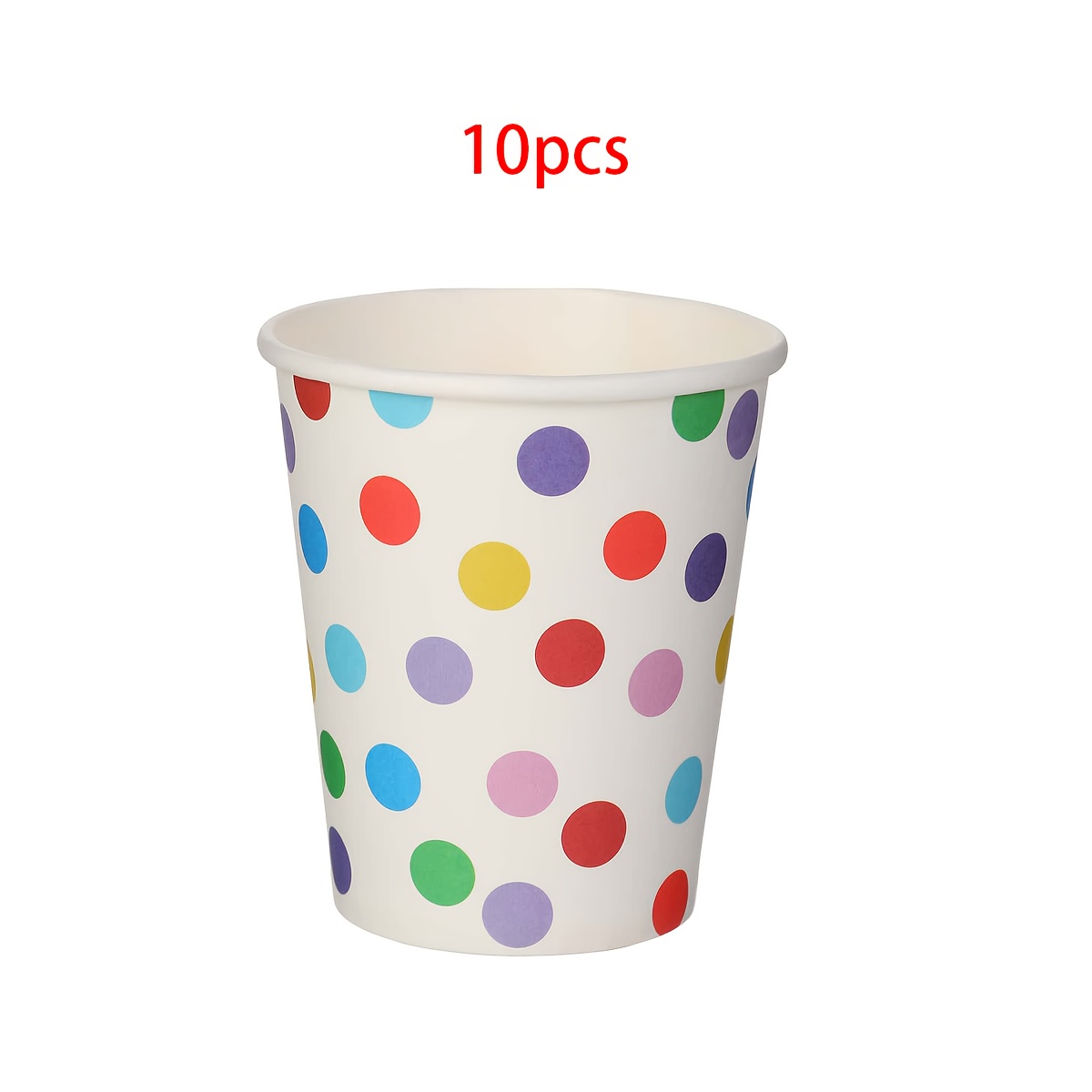 Image of 10pcs/20pcs Rainbow Polka Dot Paper Cups Colorful Painted Dots Cups For Cold Hot Beverage Table Decor Birthday Wedding Picnic Travel Party Supplies For Halloween、christmas