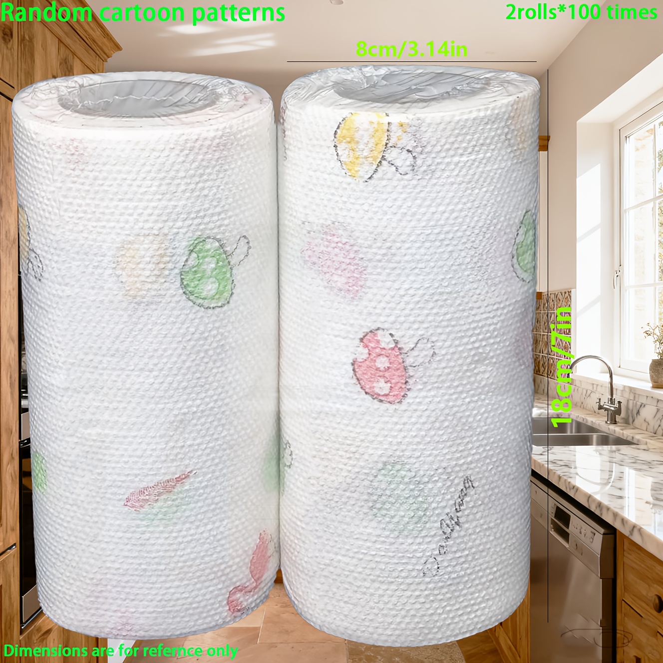 TEMU 2-roll Disposable Kitchen Paper Towels, Kitchen Cleaning Towels, Lazy Rags, Dishwashing Degreasing Towels, Kitchen Supplies, Christmas Party