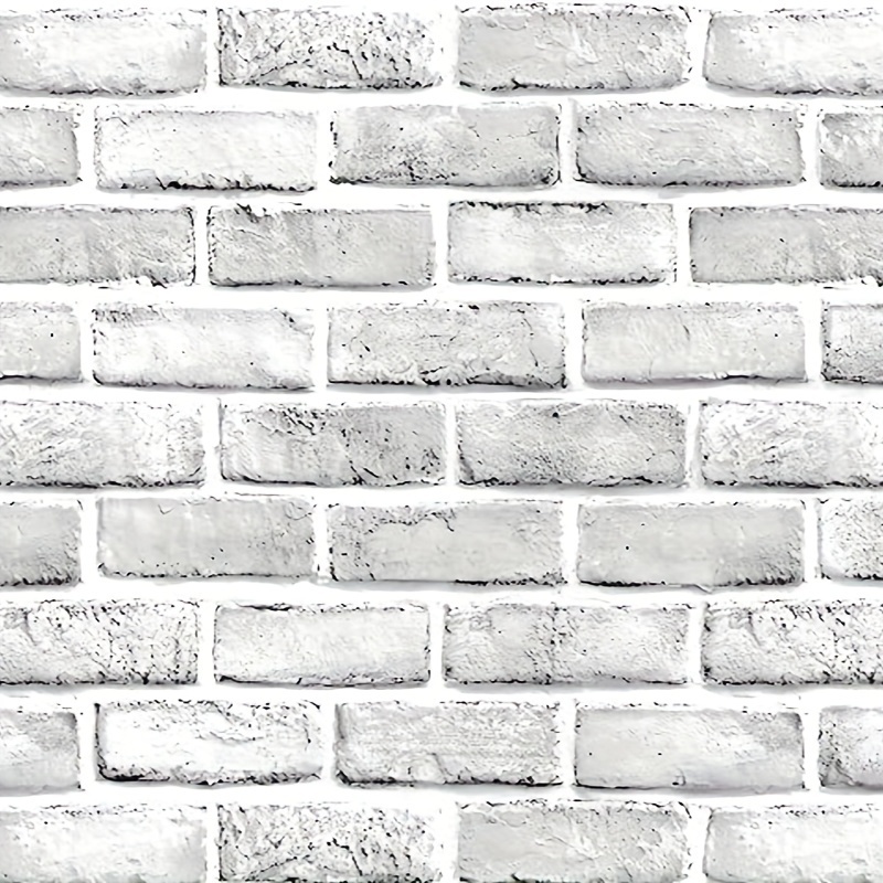 E-shop 1 Stück, Weiße Ziegel Peel-and-Stick Tapete, Weiß-Grau Abziehbare Tapete, Selbstklebende -Ziegel für Schlafzimmer, Küchenrückwand, Waschküche