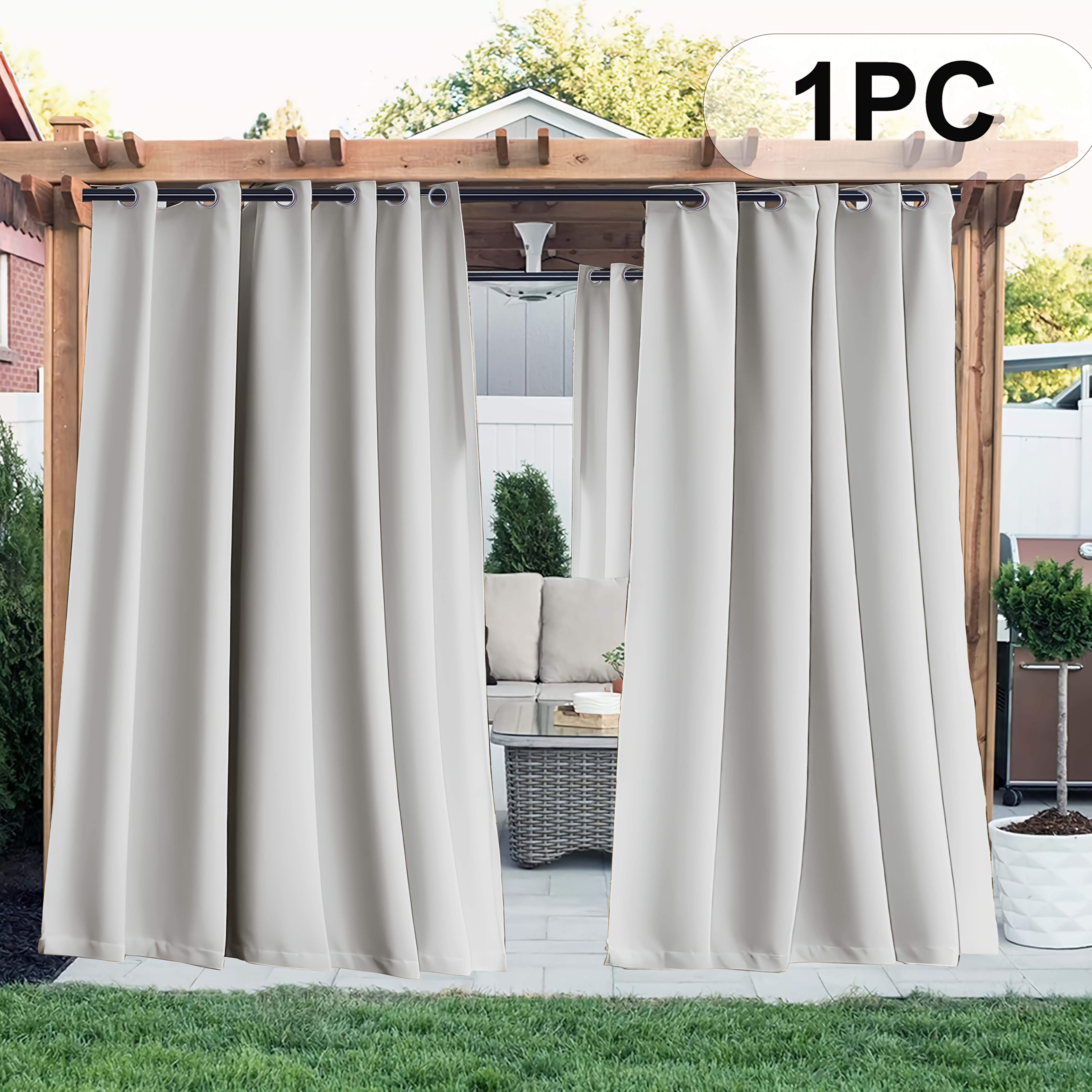TEMU 1pc, High-density Oxford Cloth Outdoor Curtain, Blocks Sunlight, Regulates Indoor Temperature, Reduces Energy Consumption, Soundproof, Durable