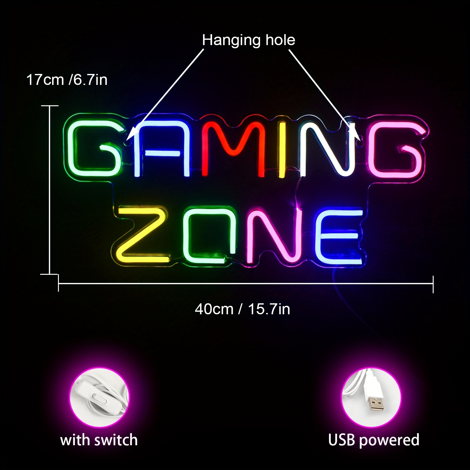 2d Flat Led Neon Light | Colorful Luminous Sign For Bedroom, Home, Birthday, Wedding Party | Usb, Acrylic Material, Wall Hanging, Frameless, Halloween/christmas Decor