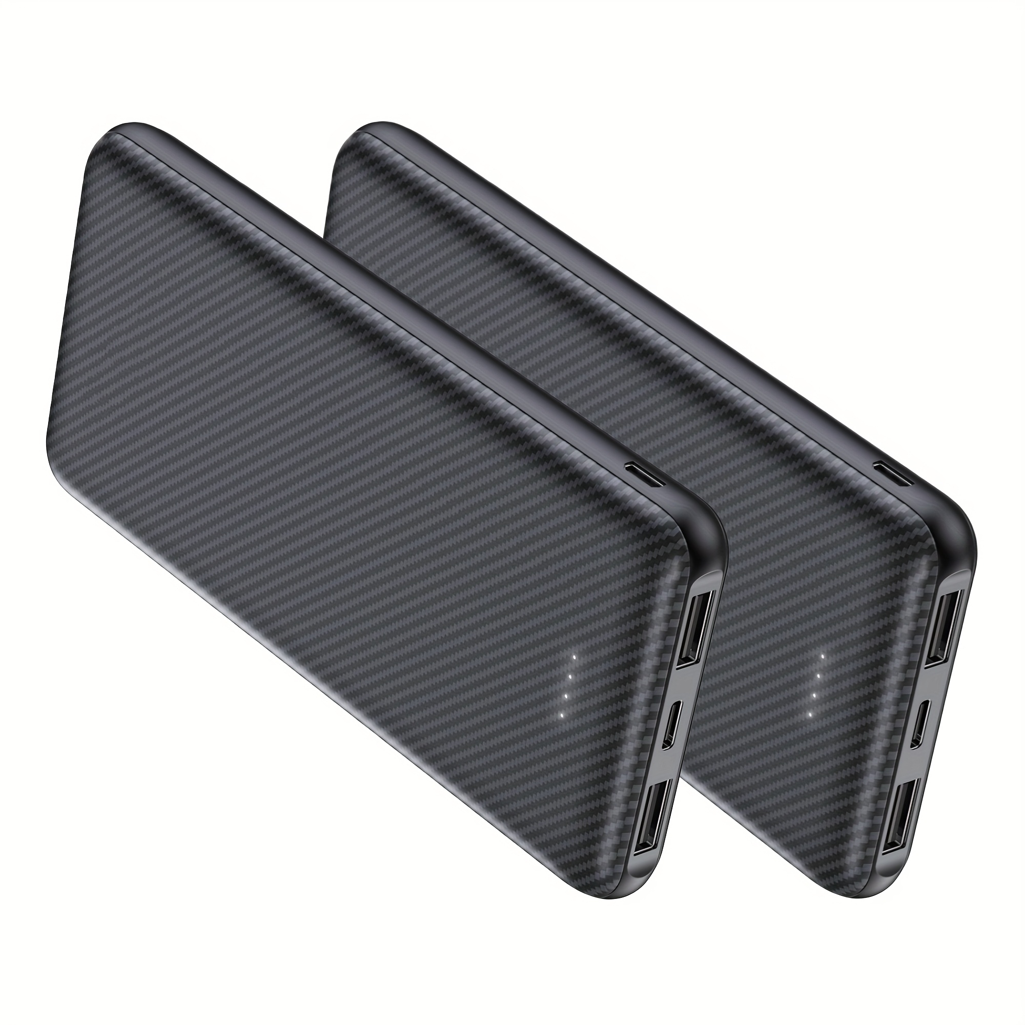TEMU 2 Packs! Power Bank Portable Charger 10000mah Battery Pack, Dual Usb Ports & Usb-c Input/output, Suitable For Electronic Devices, Home, Office,