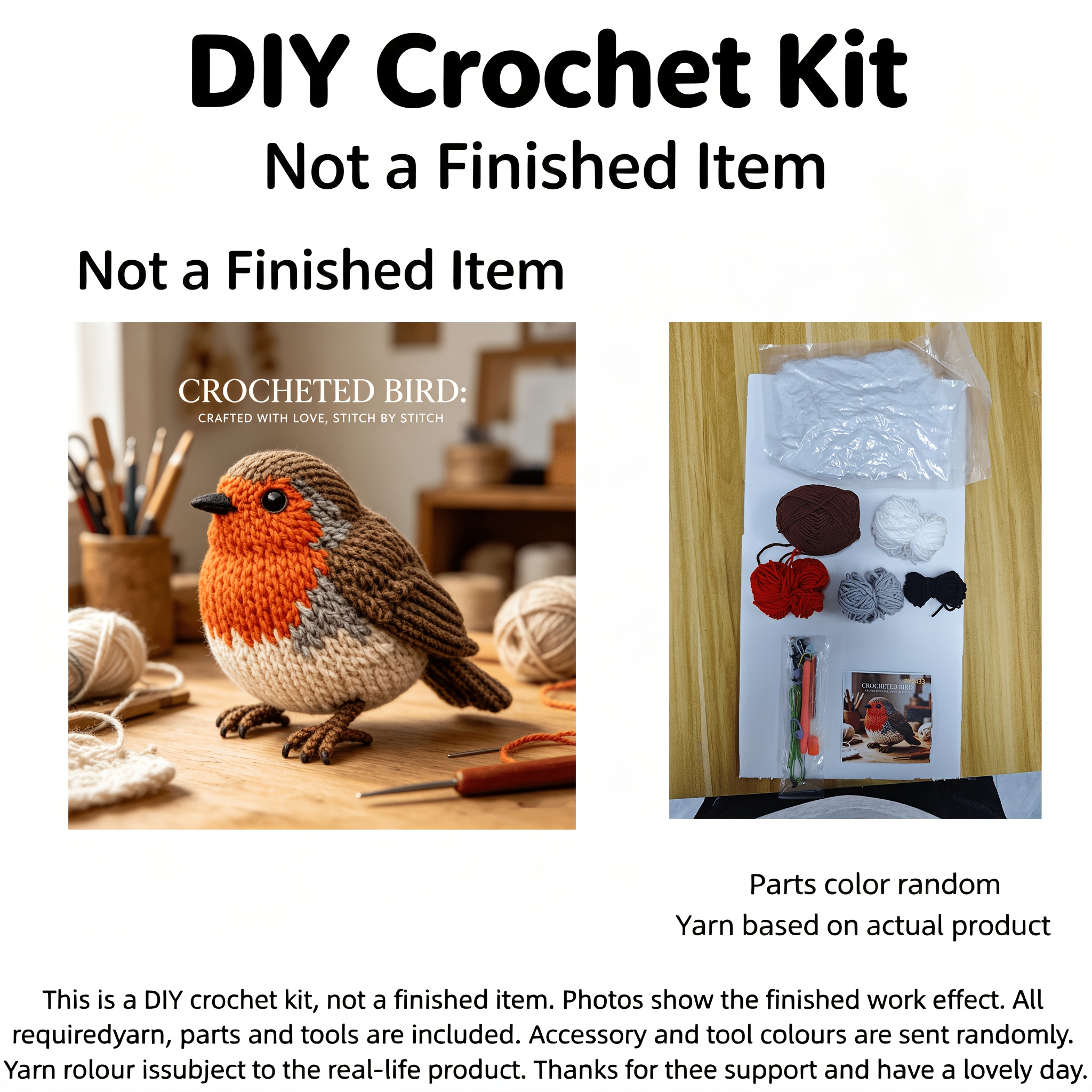 TEMU 1pc Cute Doll Decorative Ornament Crochet Kit For Beginners - Crochet Amigurumi Kit - Animal Crochet Knitting Kit For Adult Diy Beginners -