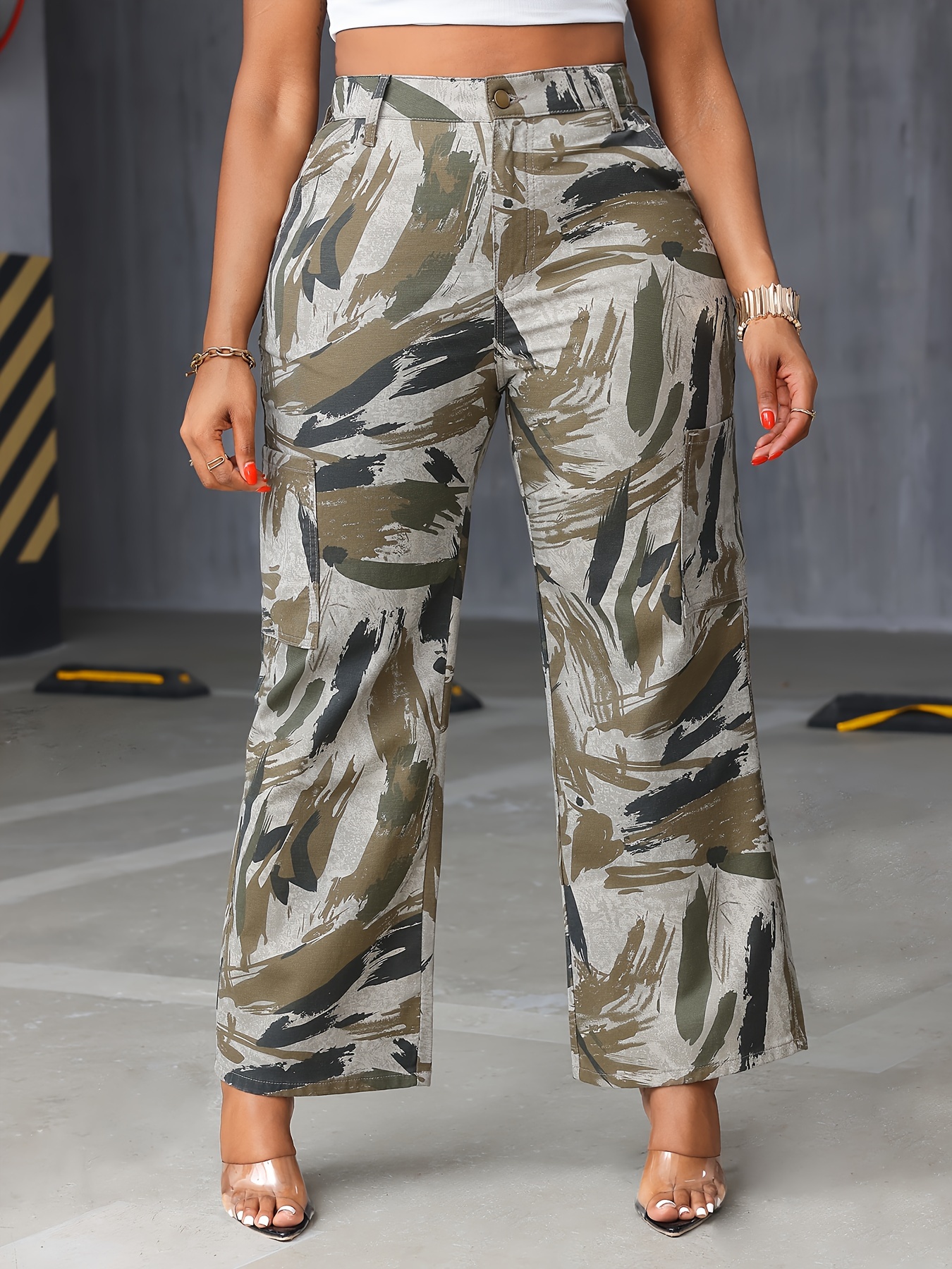 Wide Leg Plus Size Camo Cargo Pants Bar III Trendy Plus Size Camo