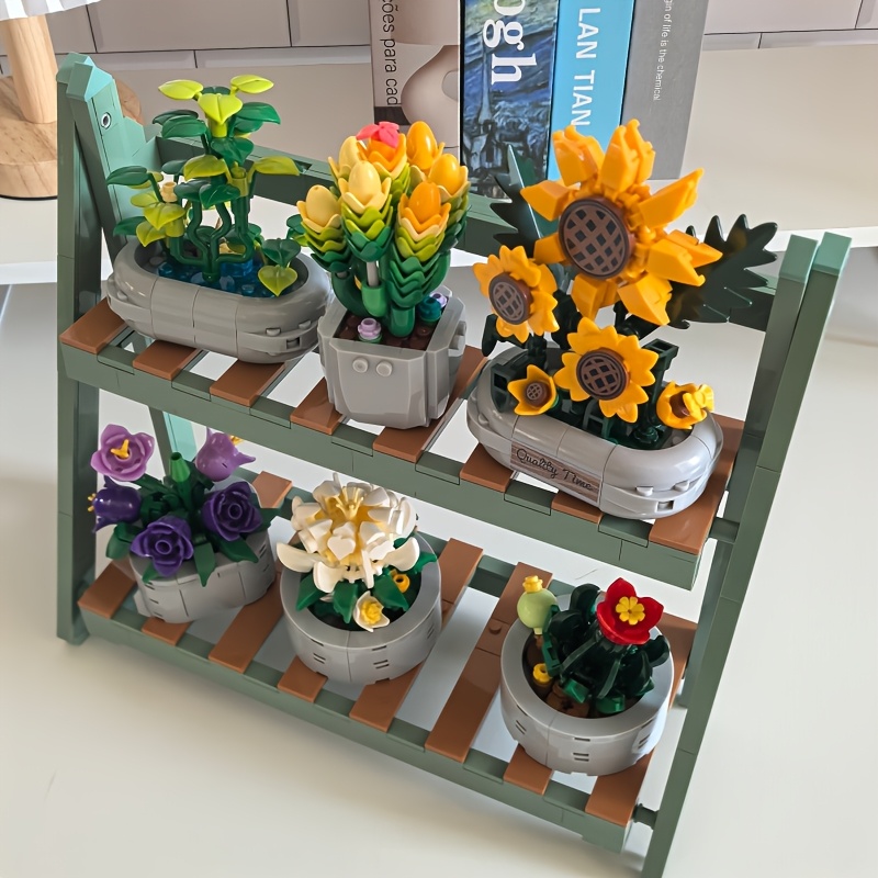 Flower and Succulent Plant Series Building Set, Creative Decor