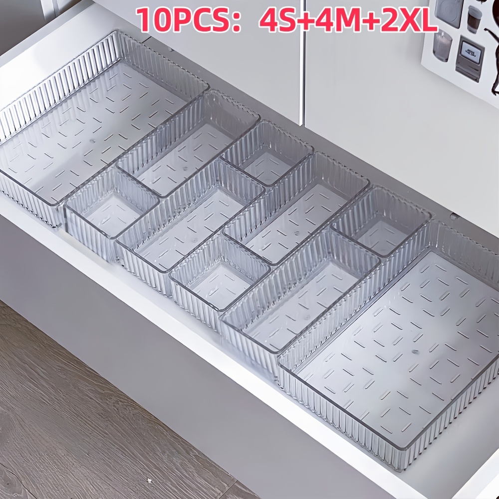 Image of 5/10pcs Cosmetic Storage Box Set, Desk Drawer Organizer With Built-in Drawers, Desktop Partition Organizer, Suitable For Makeup Storage, Office Stationery Storage, And Miscellaneous Item Storage