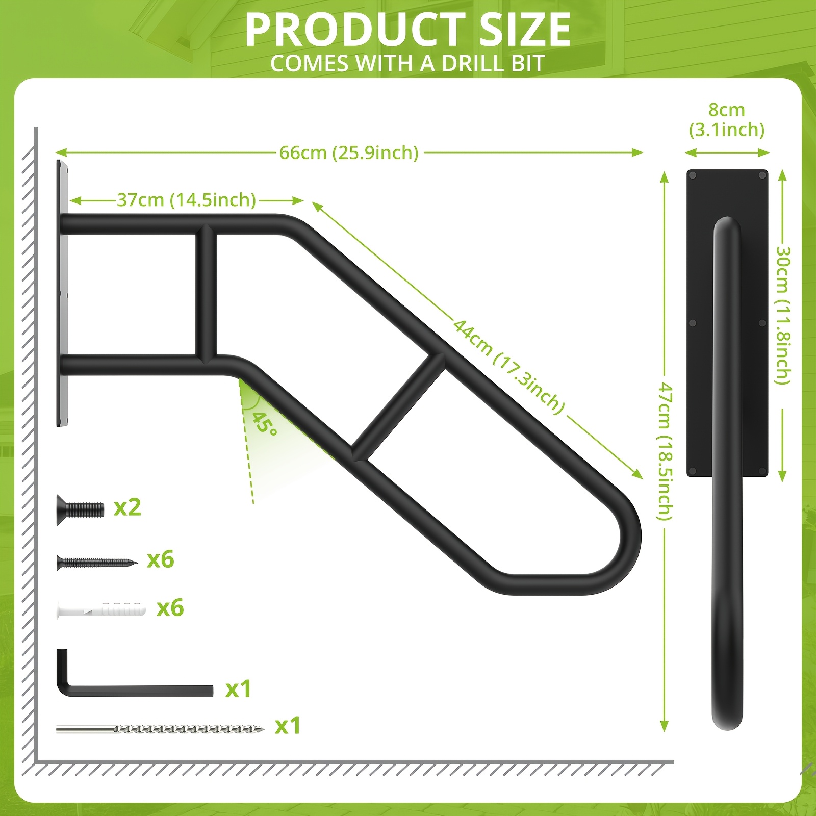 1pc Of Stair Handrail, Bathtub Handle Bedside Handrail Handle, Stable Stair Handrail Designed For External Stairs, Suitable For Elderly People To Use Stairs Handrail, Drilled Hole , U-shaped