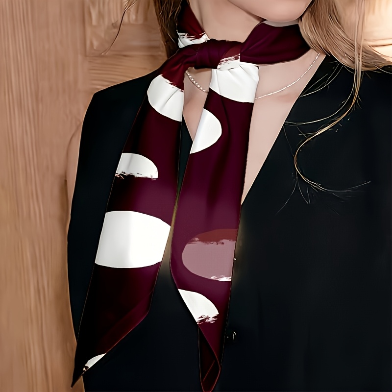 Burgundy Abstract Pattern Small Square Scarf for Women