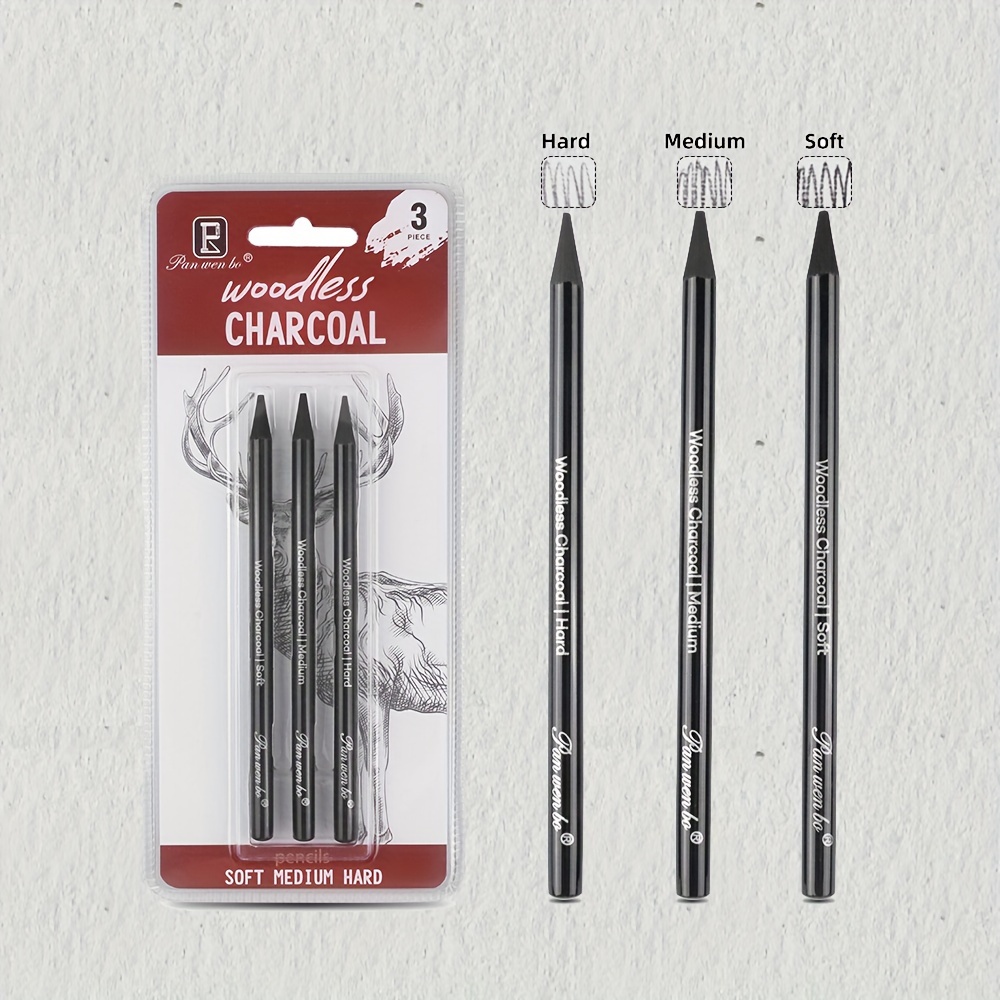 Woodless Charcoal Pencils In Soft Medium Hard Grades Perfect Temu
