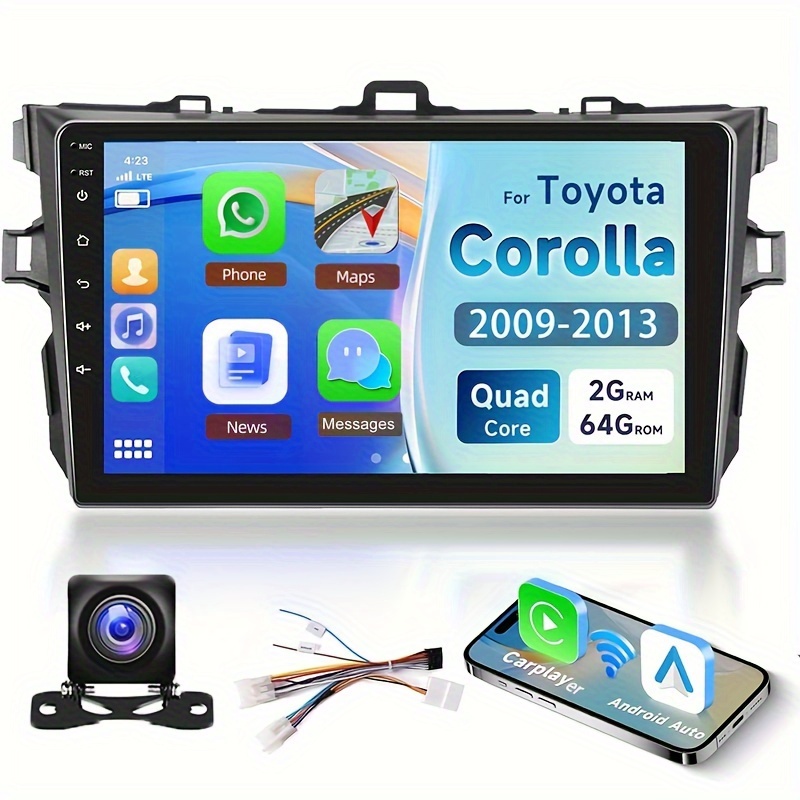 

Podofo 2g+64g Android 13 Car Stereo For Toyota For Corolla 2009-2013 With Wireless Carplayer Android Auto, 9 Inch Touch Screen Wireless Car Radio Support Gps Wifi Hifi Audio Fm Swc Usb + Backup Camera