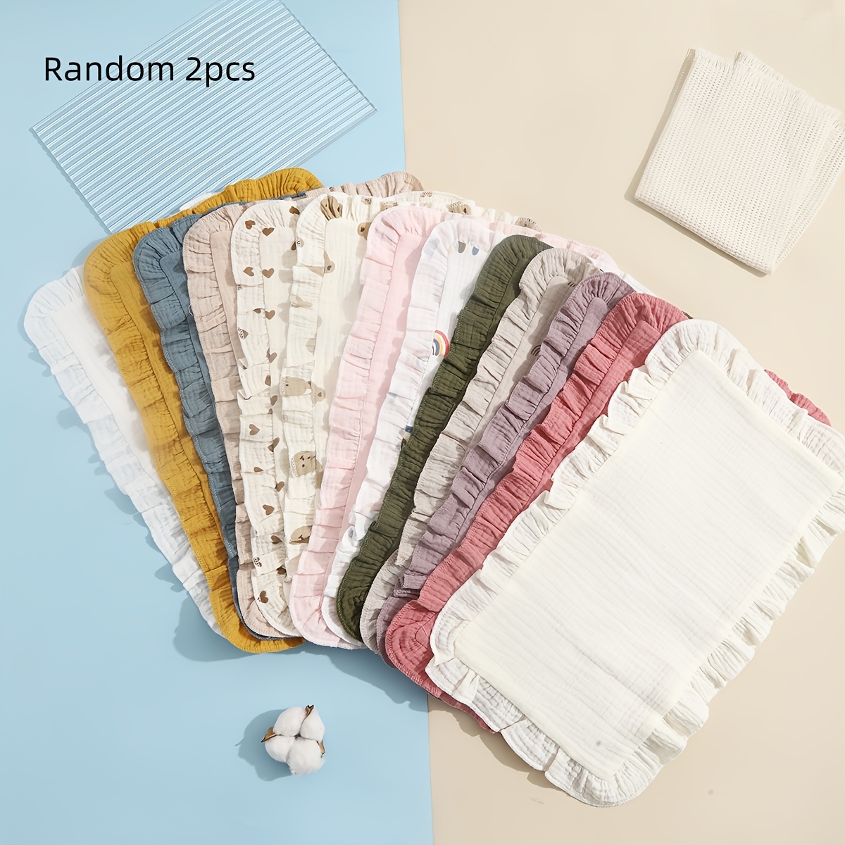 Random 2--cotton Children's Gauze Printed Soothing Burp Cloths, Newborn Multi-functional Handkerchiefs, Towels