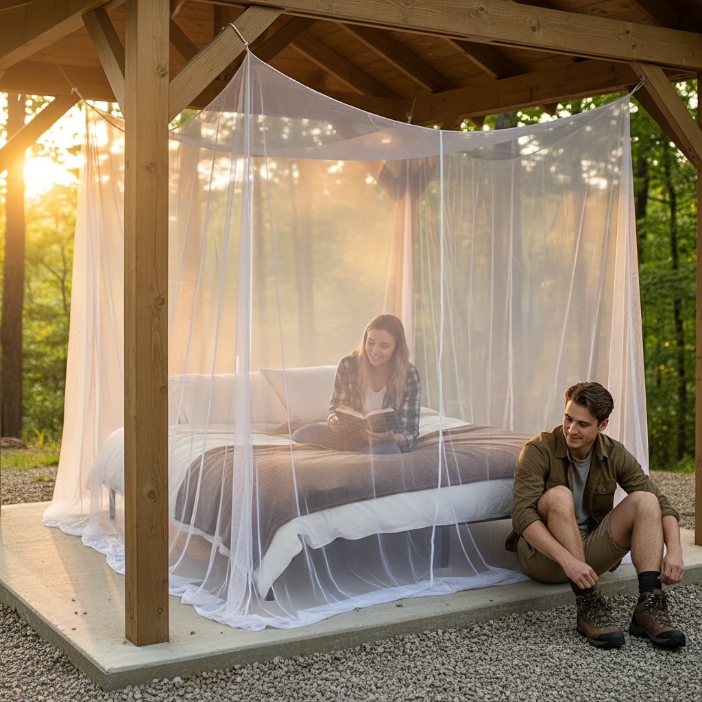 2.2x2x2m Premium Camping Net Tent - Indoor/outdoor Use, Single-side , Breathable Fine Mesh Anti- Bug Screen, 8 Short Rope Buckles Included, Assembly & Disassembly For Camping/hiking/yard/bedroom