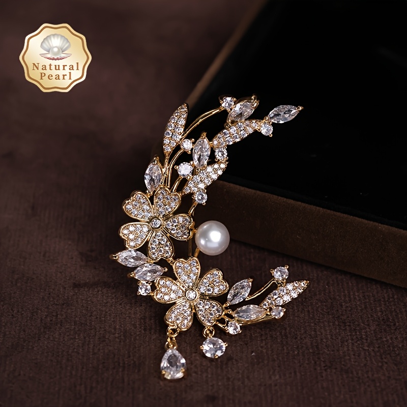 Pearl Brooch in Gift Box, Natural Freshwater Design