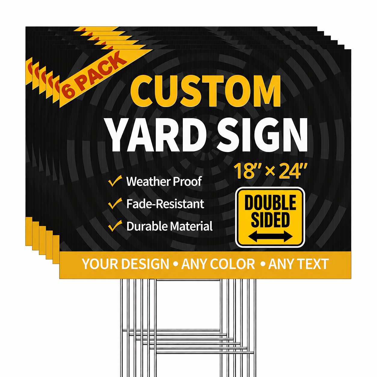 TEMU 【2d Flat】 [2d Flat] Custom Yard Sign 6-pack - 18"x24" Corrugated Plastic (4mm) - Double Sided, Personalized Design With Your Image, Includes