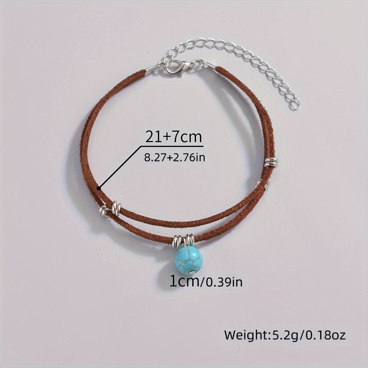 Women's Boho-Chic Turquoise Pendant Double Layer Adjustable Anklet