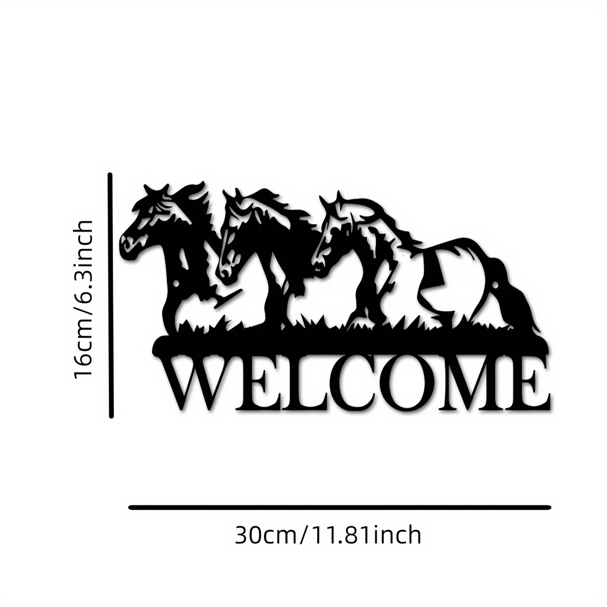 Image of 1pc Rustic Welcome Metal Sign - Wall Decor For Home & Farmhouse, Ideal For & Hunting Enthusiasts, Perfect Gift For Equestrian And Outdoor Decoration, Horse Lover Gifts, Room Decor