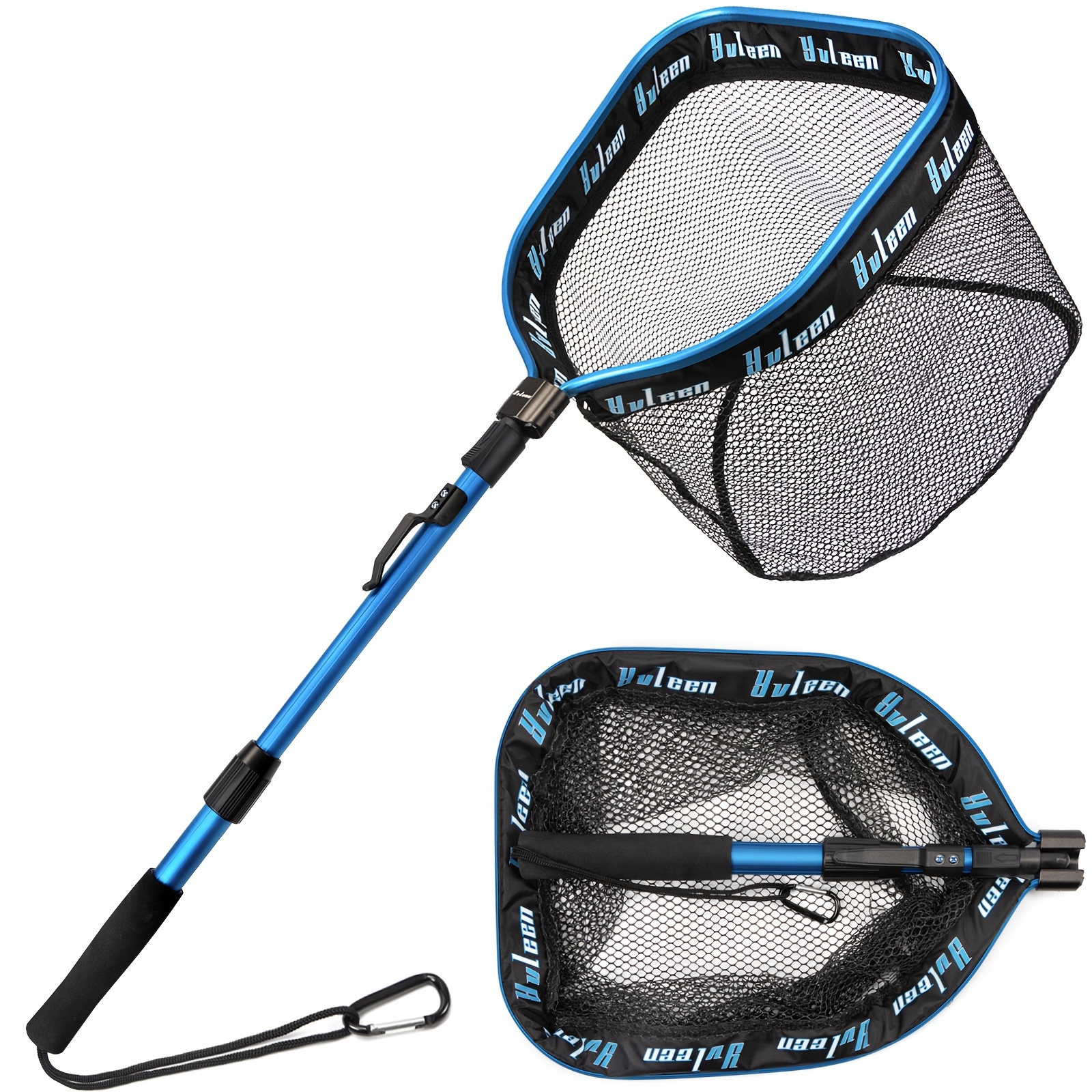 Image of Yvleen Floating For Steelhead, Salmon, Fly, Kayak, Catfish, , Trout Fishing, Rubber Coated Landing Net For Easy , Compact & Foldable For Easy Transportation & Storage