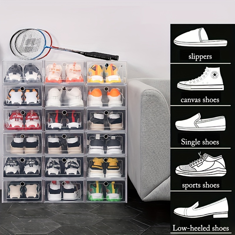 4pcs Transparent Shoe Box Shoes Organizers Foldable Dustproof Storage Box For Men And Women