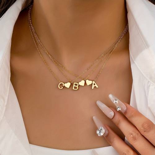1pc fashionable exquisite elegant style 26pcs letters necklace suitable for daily matching and gifting