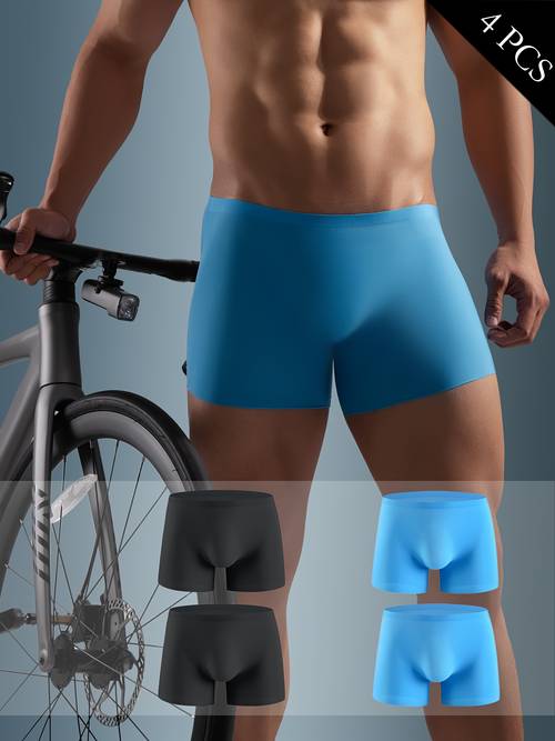 4-pack ice fiber heren boxershorts - hoogelastisch naadloos ademend ondergoed, semi-transparante anti-oprol tailleband voor gym, fietsen & dagelijks - comfortabele pasvorm sportonderbroeken, moderne ontwerp, lichtgewicht stretchstof, actieve kleding essentials